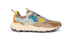 YAMANO 3 WMN Sneakers in suede nylon leo chestnut light blue orange